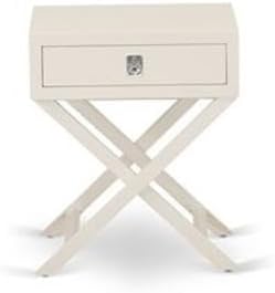 East West Furniture FN08Q-1HAE0 2-Piece Fannin Queen Bed Set Furniture with 1 Queen Wood Bed Frame and a Night Stand - Reliable and Sturdy Manufacturing - Mist Beige Linen Fabric