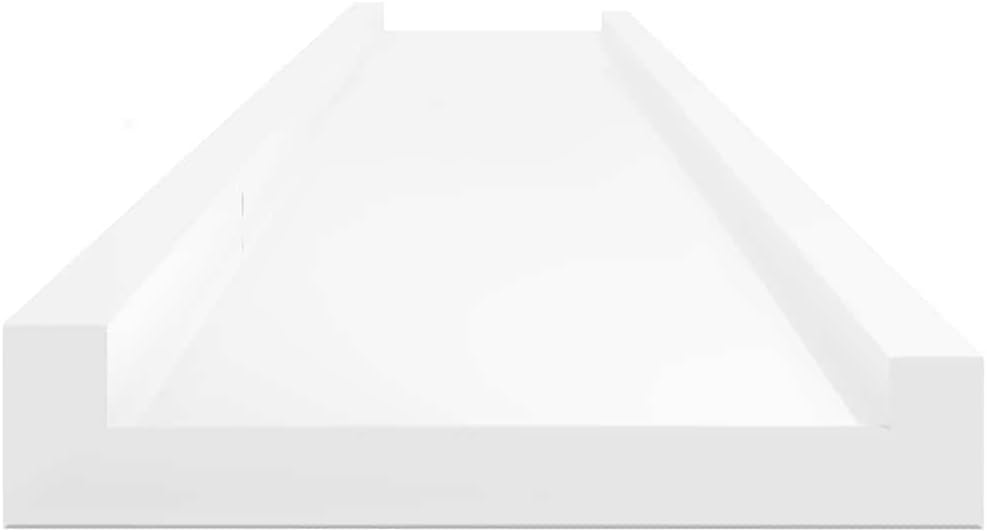 Floating Wall Shelves 4-Pack High Gloss White 45.3'x3.5'x1.2' MDF Display Ledge for Living Room Bedroom Dorm Décor Storage