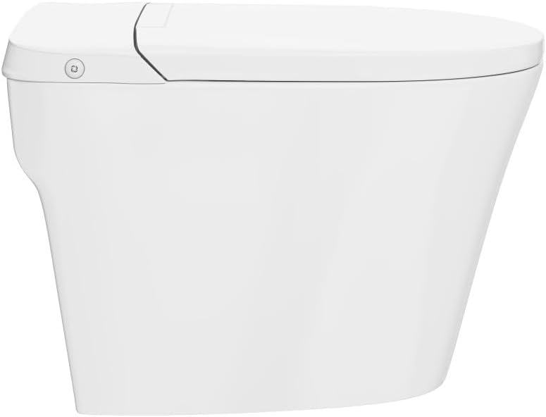 Swiss Madison Hugo H Power Flush Tankless Toilet 10' Rough-in 1 GPF Non-Electric ADA Toilet with Integrated Tank in Glossy White
