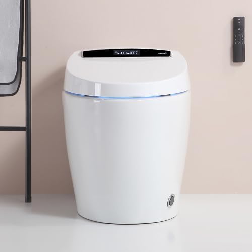 Smart Toilet with Heated Bidet Seat, One Piece Bidet Toilet for Bathrooms, AUTO Open/Close Lid/Flush, Feet Sensor Operation, Bidet Toilet with Dryer and Warm Water, Tankless Toilet in 1.28GPF (B)