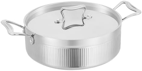 3-Ply Stainless Steel Mini Stockpot with Lid, 1.3Qt Oval Saucepan for Soup & Pasta, Durable Double Handles, Compatible with Gas, Induction & Electric Stoves, Silver