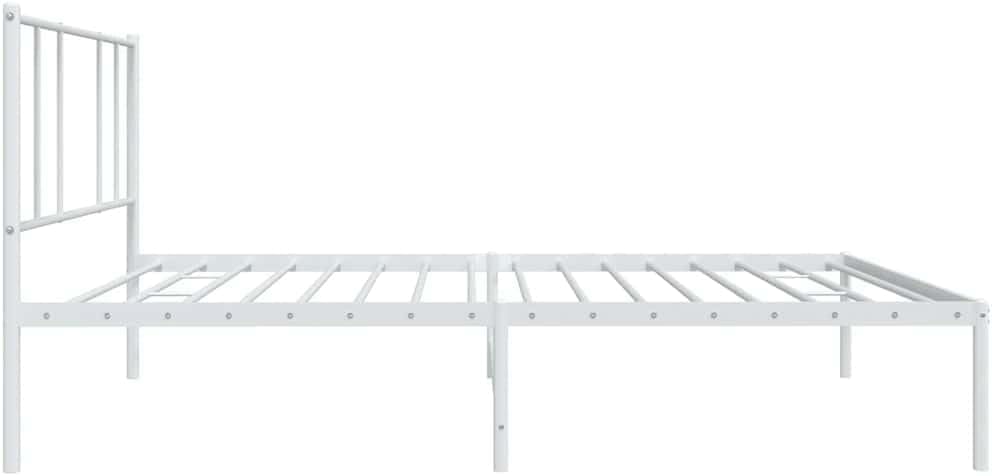 White Powder-Coated Steel Twin Bed Frame with Headboard, Modern Rectangular Design for Single Mattress 39.4x78.7 Inches, Heavy-Duty Construction with Under-Bed Storage, Easy