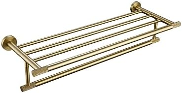 Brushed Gold Bathroom Accessories Set - Knurled Brass Towel Bar, Ring, Robe Hook, Paper Holder, Toilet Brush & Shelf - Elegant Home Décor Essentials