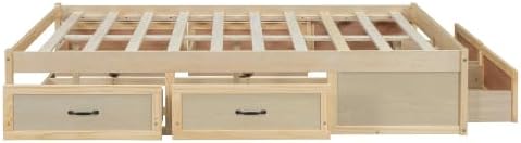 CITYLIGHT Full Size Platform Bed with 6 Drawers, Wooden Full Bed Frame with Storage and Wood Slat Support, Antique Natural