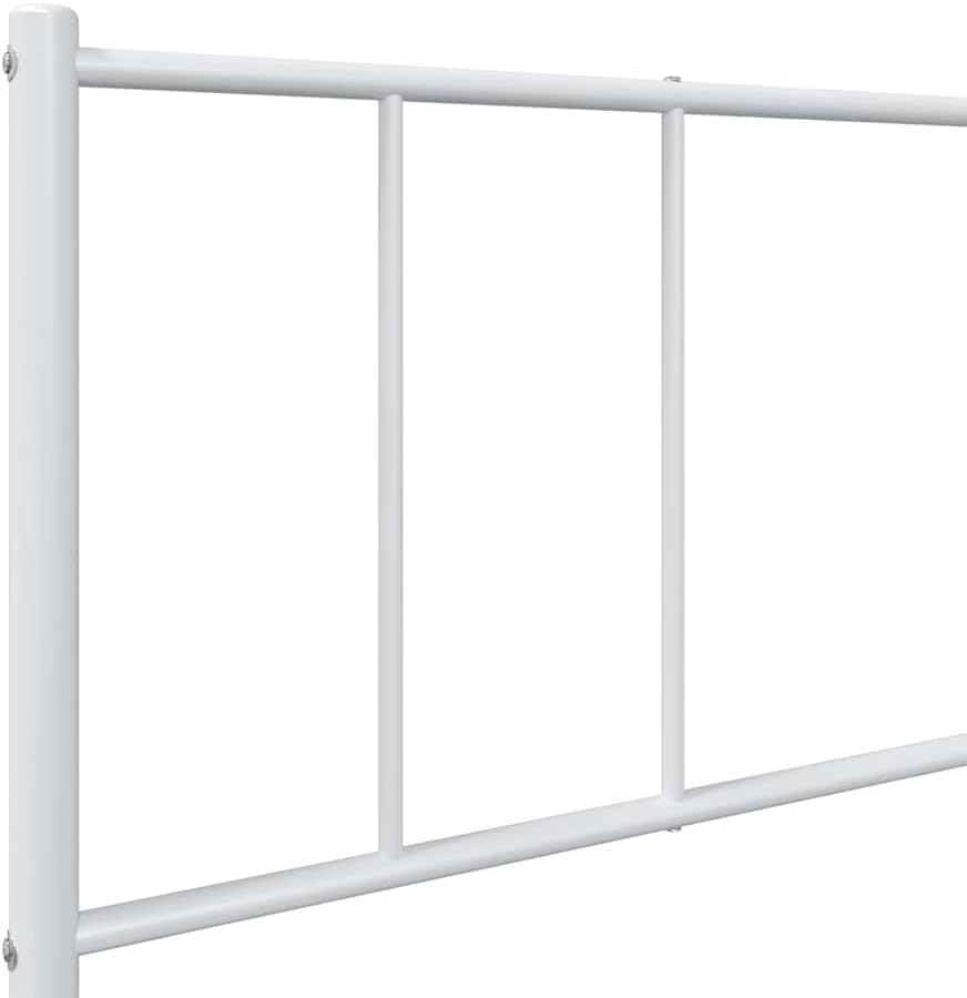 White Powder-Coated Steel Twin Bed Frame with Headboard, Rectangular Design for Single Mattress 39.4x78.7 Inches, Heavy-Duty Metal Structure with Under-Bed Storage, Modern