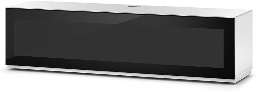 SONOROUS ST-160 Premium TV Stand with Black Glass Cover & White Wood - Luxury Entertainment Center & Media Console for Living Room - High Gloss Modern TV Cabinet up to 75 Inches - Sleek Storage Design