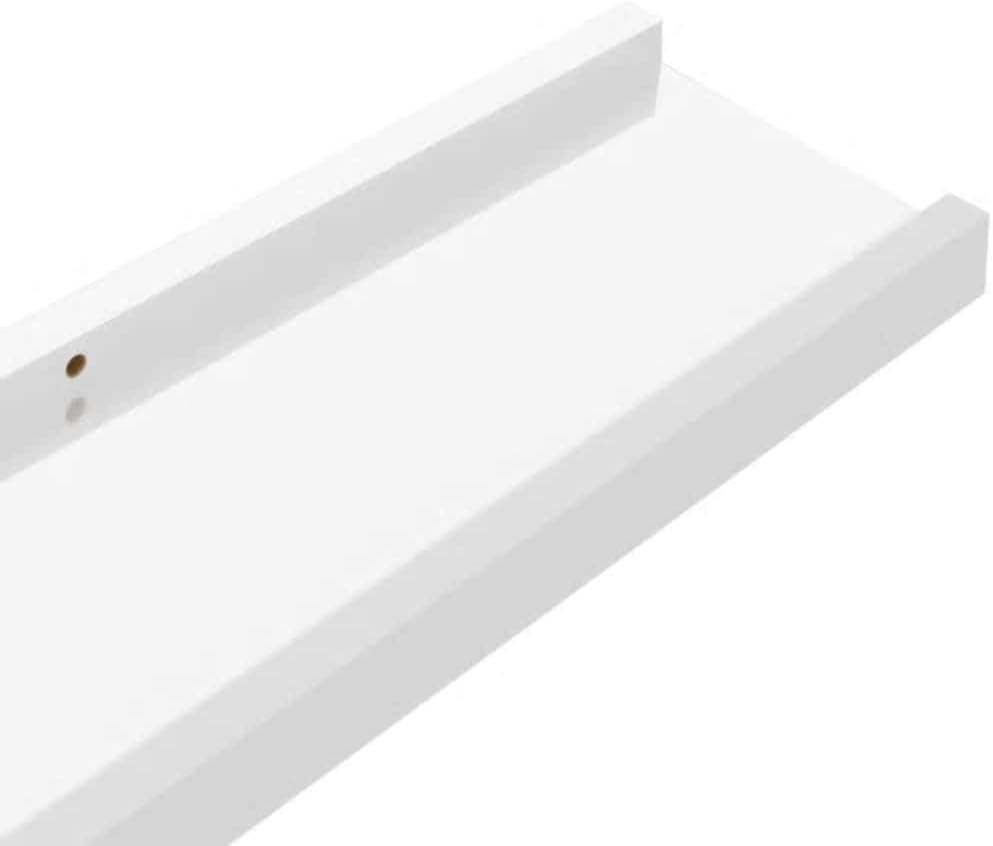 Floating Wall Shelves 4-Pack High Gloss White 45.3'x3.5'x1.2' MDF Display Ledge for Living Room Bedroom Dorm Décor Storage