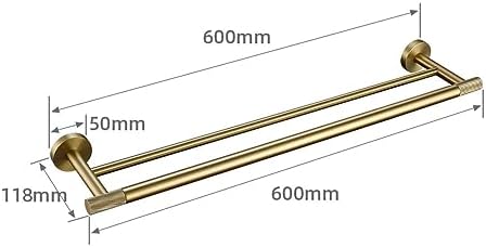 Brushed Gold Bathroom Accessories Set - Knurled Brass Towel Bar, Ring, Robe Hook, Paper Holder, Toilet Brush, and Shelf for Elegant Home Decor