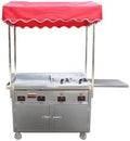 Stainless Steel Street Food Hotdog Kiosk Cart W/Flat Top Griddle & Deep Fryers