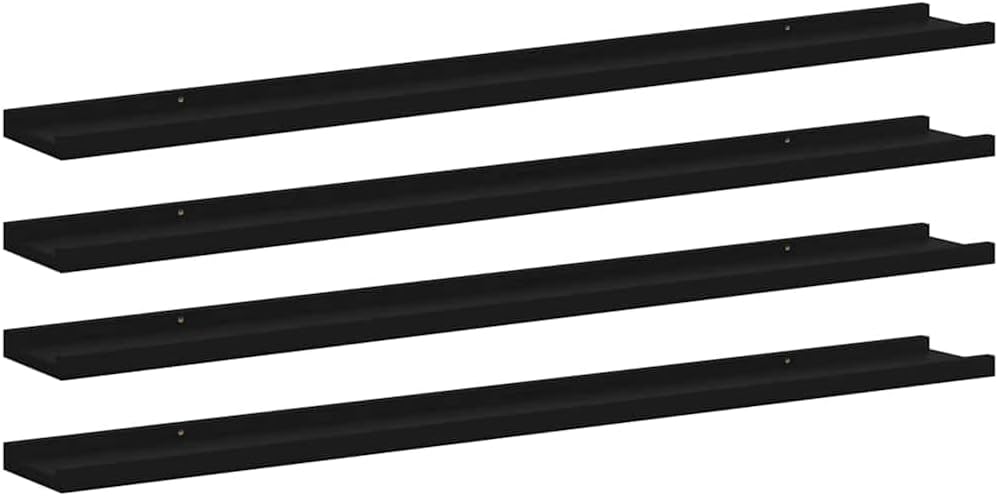 4-Pack 39.4' Black MDF Floating Shelves 11 lb Wall Display for Living Room/Bedroom/Bathroom