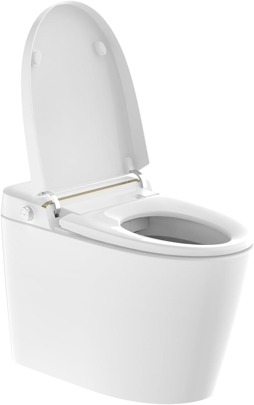 Smart Toilet with Bidet Built In, Heated Seat, Tankless Modern Elongated Electric Toilet with Warm Water Wash, Air Dryer & Dual Auto Flush, LED Display & 1000g MaP Flush, 1.28 GPF