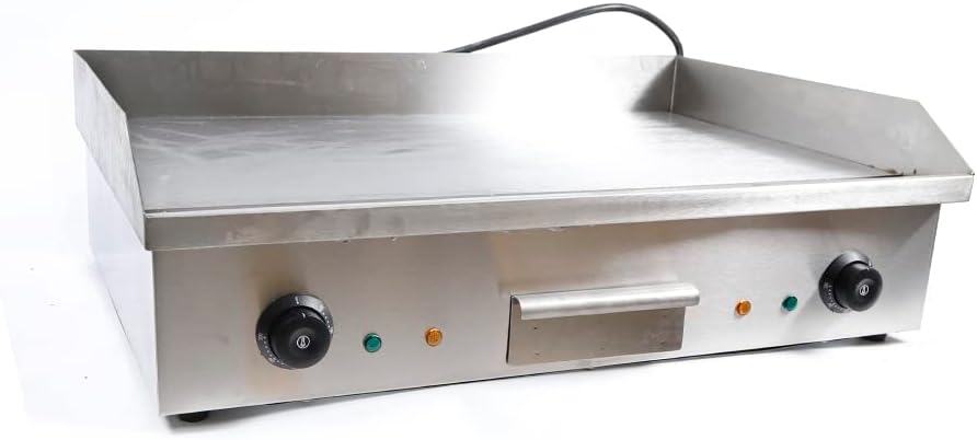 Electric Griddle 22' Countertop Griddle Non-Stick Stainless Steel Flat Top Grill for BBQ Teppanyaki Cooking with Adjustable Temperature Control 122°F-572°F