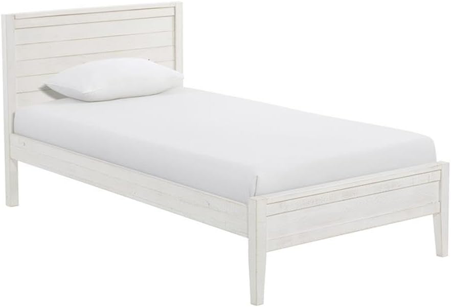 Alaterre Furniture Windsor 3-Piece Kids Bedroom Set - Twin Panel Bed with Rustic White Finish, Includes 2 Nightstands with Metal Drawer Glides, Perfect for Children's Room or Guest Room