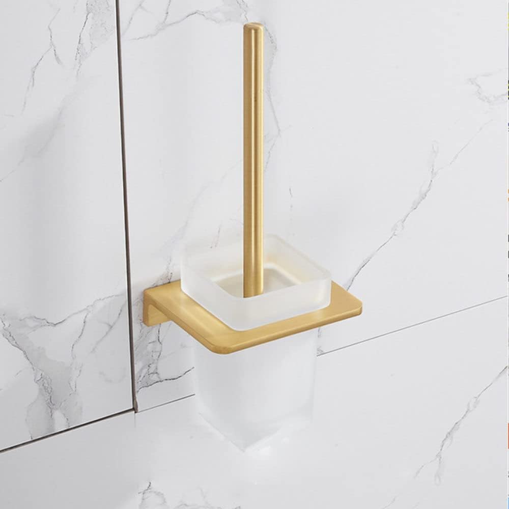 Modern Brushed Gold Bathroom Accessories Set Includes Bathroom Shelf Towel Rack Towel Hanger Paper Holder and Toilet Brush Holder Stylish Bath Hardware Set for a Complete Bathroom