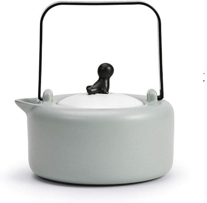 SGSG Electric Kettle Matte Earthenware Teapot,Vintage Teapot Beautiful Pattern Design,Floral Ceramic Tea Pot Large for Kitchen and Livinroom,Black