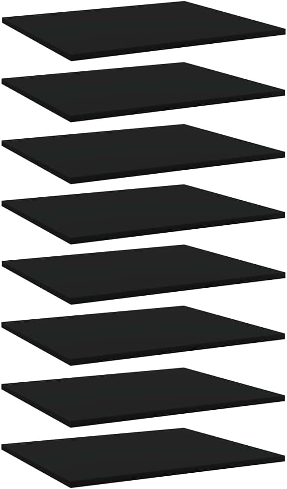 8-Pack Floating Shelves for Wall, 23.6x23.6x0.6 in Black Engineered Wood Matte Wall Shelf Set, Space-Saving Bookshelf for Living Room Bedroom Dorm Decor