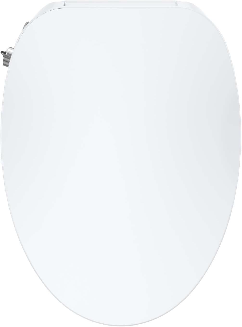 Non-Electric Elongated Bidet Toilet Seat, Features Self-Cleaning Dual Nozzles for Hygienic Washing, White Toilet Attachment with Quiet-Close Lid, Easy Water Spray Bidet Sprayer, Simple Installation