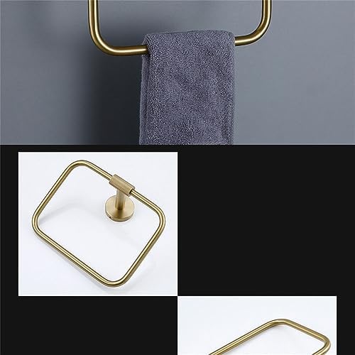 Brushed Gold Bathroom Accessories Set - Knurled Brass Towel Bar, Ring, Robe Hook, Toilet Brush Holder, Paper Holder & Shelf - Stylish Home Decor Essentials