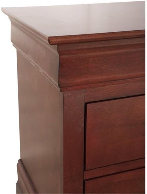 Pemberly Row Set of 2 Twin Sleigh Bed and 2-Drawer Nightstand in Cherry