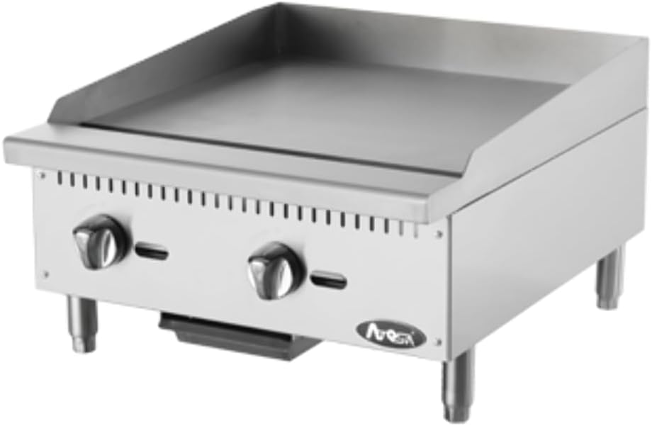 Atosa ATMG-24 Heavy Duty Stainless Steel 24-Inch Manual Griddle (High 60k BTU) - PROPANE