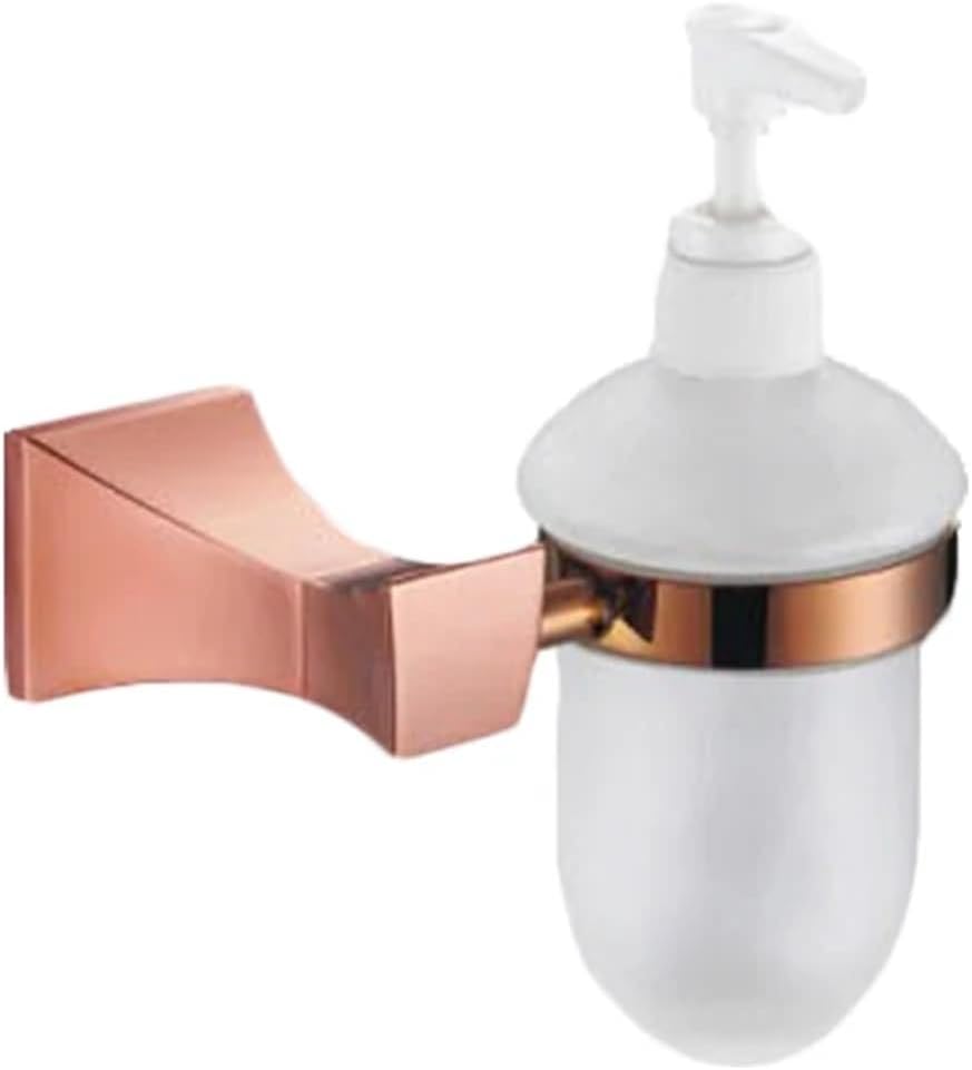 Square Paper Holder Robe Hook Towel Bar Ring Glass Rack Soap Holder Toilet Holder Tumbler Rose Gold Bathroom Accessories(Soap Dispenser)