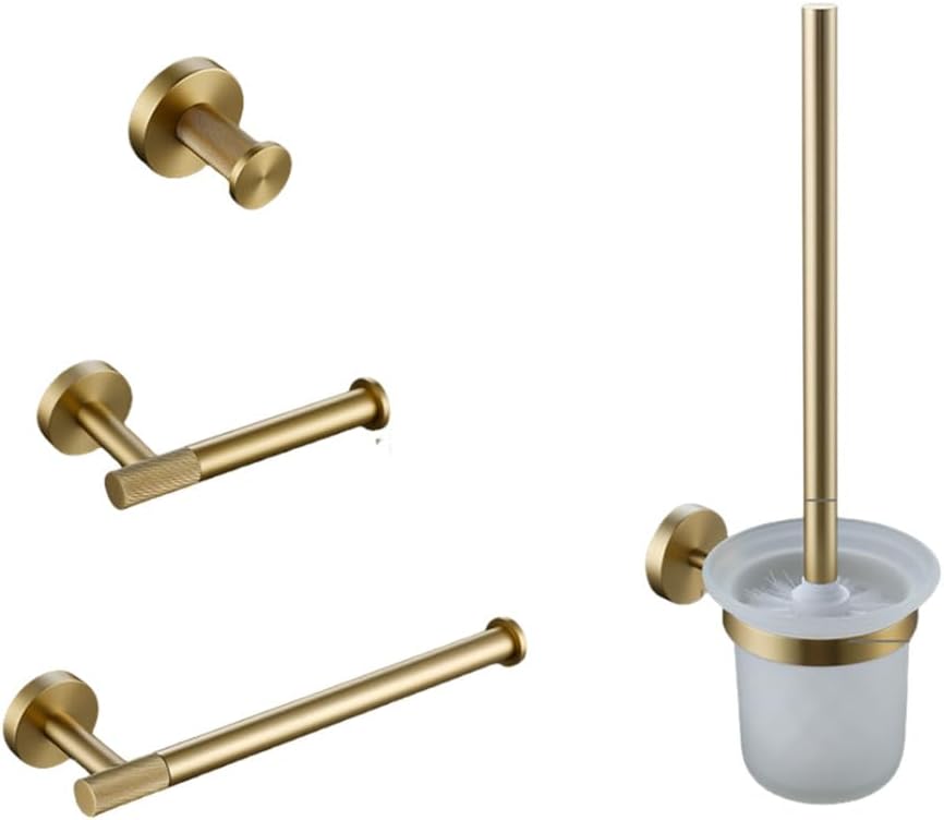Bathroom Hardware Accessories Set Brushed Gold Knurled Brass Kit Towel Bar Ring Robe Hook Paper Holder Towel Ring Toilet Brush,Toilet Set