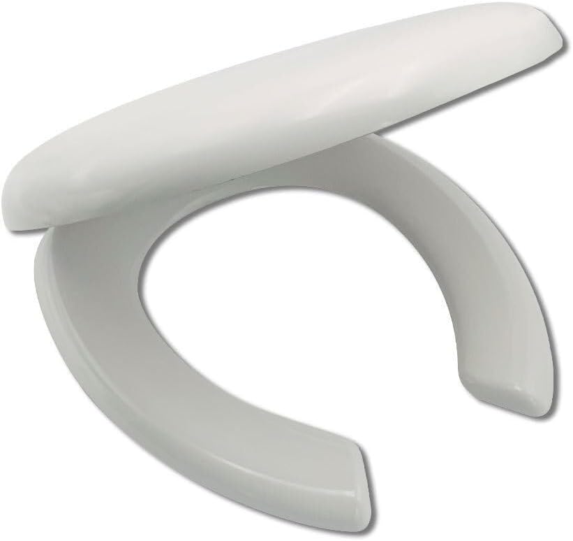 Open Front Elongated Toilet Seat With Soft Close, Quick Release Easy Clean Round Commercial Bathroom Seat