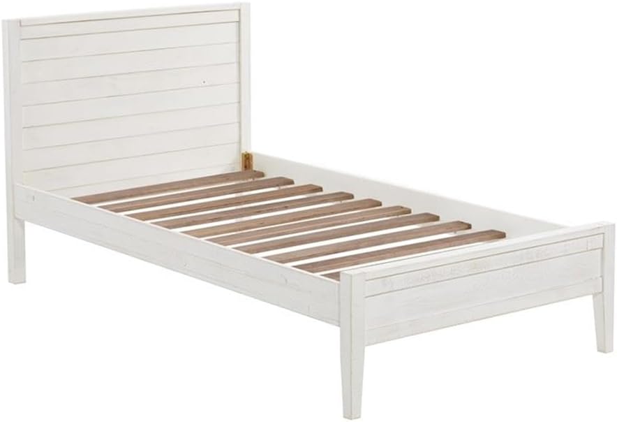 Alaterre Furniture Windsor 3-Piece Kids Bedroom Set - Twin Panel Bed with Rustic White Finish, Includes 2 Nightstands with Metal Drawer Glides, Perfect for Children's Room or Guest Room