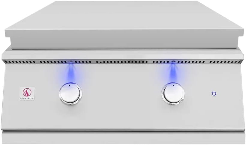 AMS Fireplace Summerset 30' Built-In Gas Griddle | #304 Stainless Steel Heavy-Duty Outdoor Flat Top Grill | 36,000 BTUs of Combined Heating With Large Capacity Drip Tray & Removable Lid. (Propane Gas)