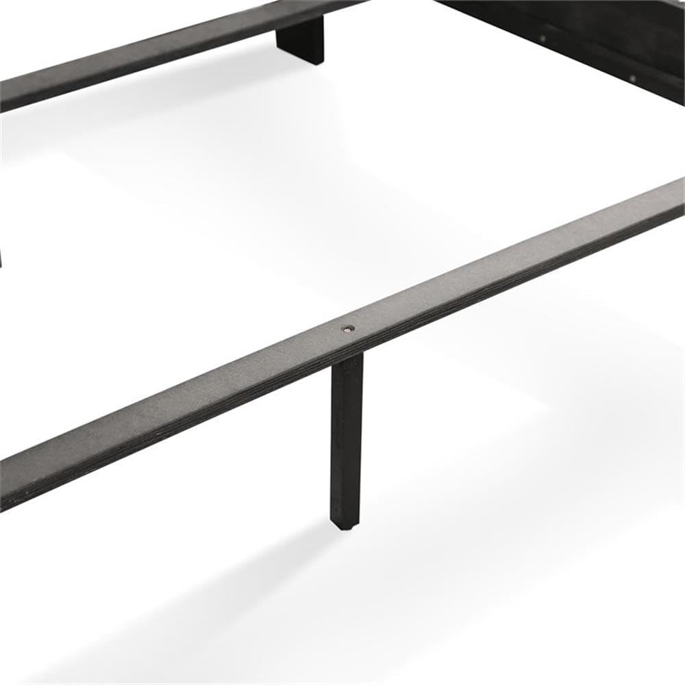 BOWERY HILL Transitional Solid Wood Panel Twin Bed, Black Finish, Sleigh Design, 83.5' L x 41.38' W x 47.25' H, Robust Frame, Paneled Headboard, Kids Bedroom Furniture