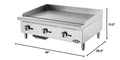 Atosa USA ATMG-36 Heavy Duty Stainless Steel 36-Inch Manual Griddle - Propane