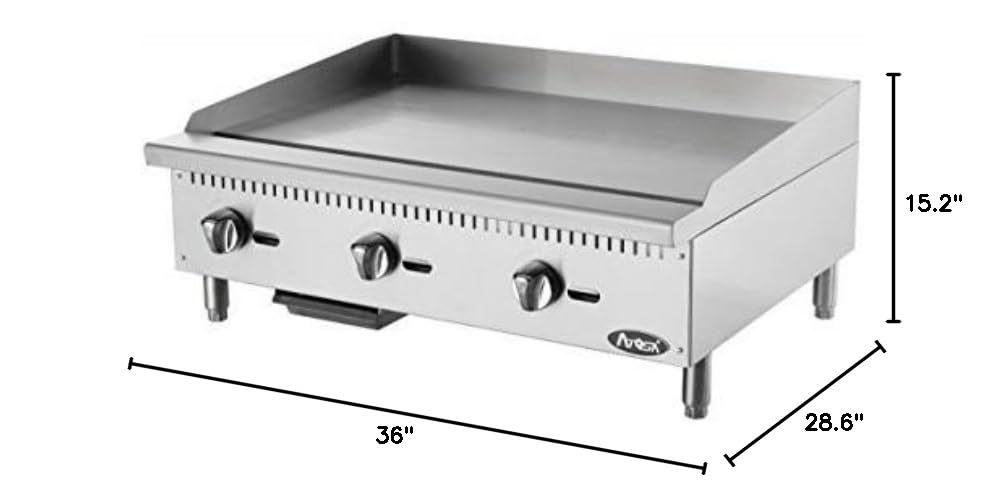 Atosa USA ATMG-36 Heavy Duty Stainless Steel 36-Inch Manual Griddle - Propane