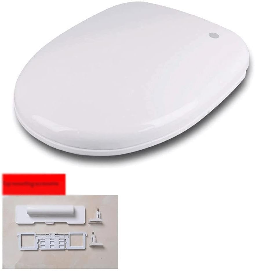 Toilet Lid- Faucet Round Front Slow Close White Seat with Non Slip Bumpers