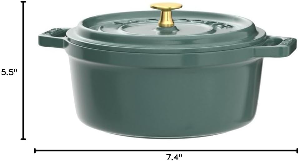 staub La Cocotte Round Z1025-988 Pico Cocotte Round Eucalyptus 5.5 inches (14 cm) Small, Both Handed Casting, Enameled Pot, Induction Compatible, Japanese Authentic Product with Serial Number