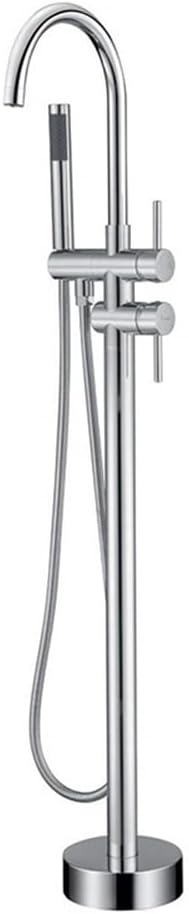 Floor Mount Bathtub Faucet, Freestanding Tub Filler, Standing Swivel Spout Shower Faucets Shower Mixer Taps with Cylinder Handheld Shower (Chrome, With Embedded Box)