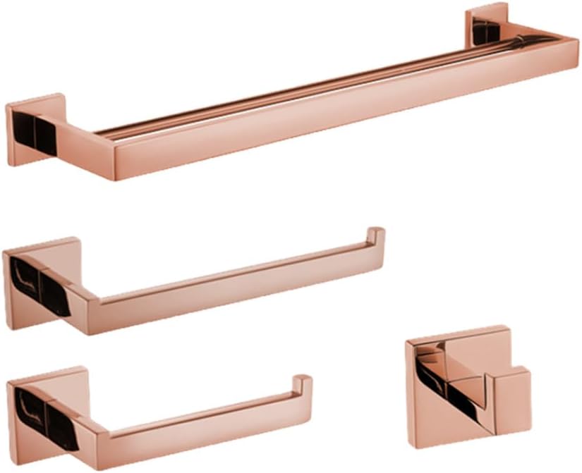 Shiny Polished Rose Gold Bathroom Hardware Accessories Towel Rack Toilet Paper Holder Towel Rail Bar Bathroom Robe Hook,50cm 2 Bars Set