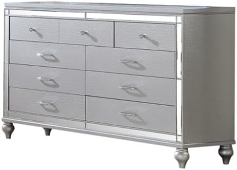Sterling Full 4 PC LED Bedroom Set Made with Wood in Silver Color