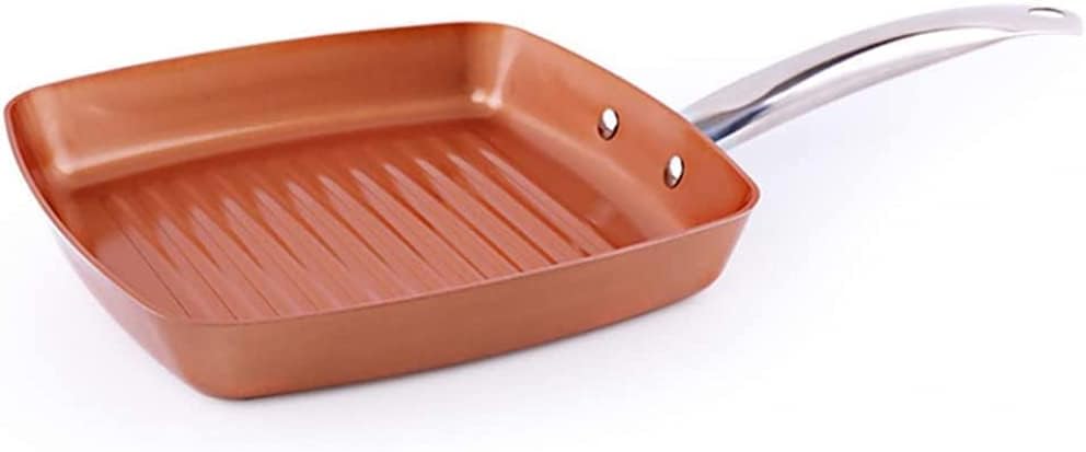 Frying Frying Pan Square Grill Pan, Griddle Pan with Stainless Steel Handle Induction Cooker,24Cm Pan
