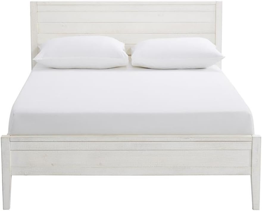 Windsor 3-Piece Kids Bedroom Set - Full Panel Bed, 2 Nightstands, Rustic White Finish, Metal Drawer Glides, 57 in. W x 79 in. D x 39 in. H Bed, 22 in. W x 17 in. D x 25 in. H Nightstands