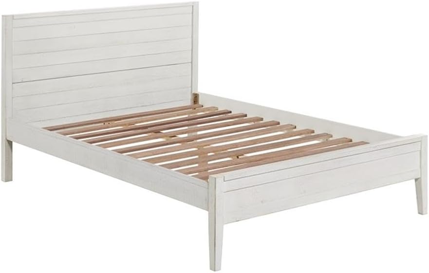 Windsor 3-Piece Kids Bedroom Set - Full Panel Bed, 2 Nightstands, Rustic White Finish, Metal Drawer Glides, 57 in. W x 79 in. D x 39 in. H Bed, 22 in. W x 17 in. D x 25 in. H Nightstands
