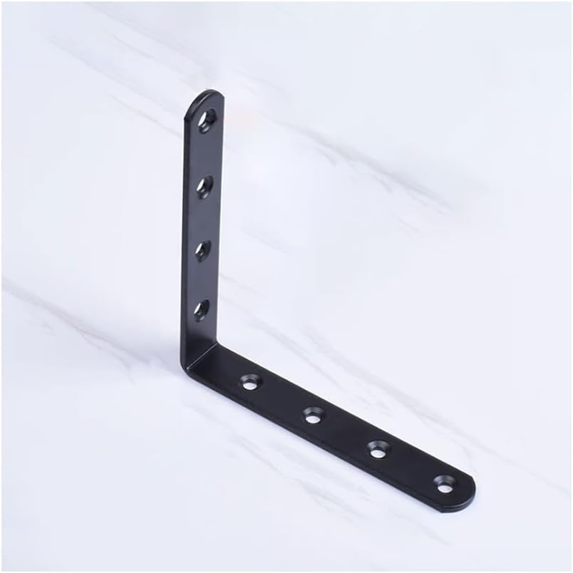 10Pcs 90 Degree Black Angle Bracket Stainless Steel Iron Durable Furniture Hardware Connector for DIY Woodworking(126X126)