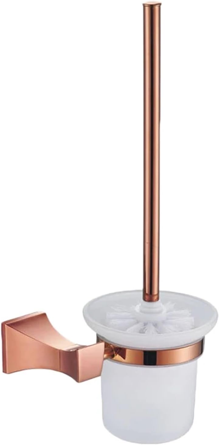 Square Paper Holder Robe Hook Towel Bar Ring Glass Rack Soap Holder Toilet Holder Tumbler Rose Gold Bathroom Accessories(Toilet Brush Holder)