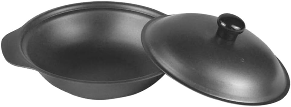 Cast Iron Casserole Non-Stick Pot Braiser Pan with Cover,Black, M2, as described/118 (Color : S2)