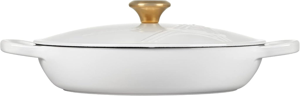 Le Creuset Eiffel Tower Collection Enameled Cast Iron Signature Braiser with Lid, 3.5 qt., White