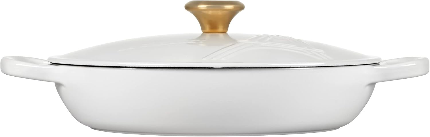 Le Creuset Eiffel Tower Collection Enameled Cast Iron Signature Braiser with Lid, 3.5 qt., White