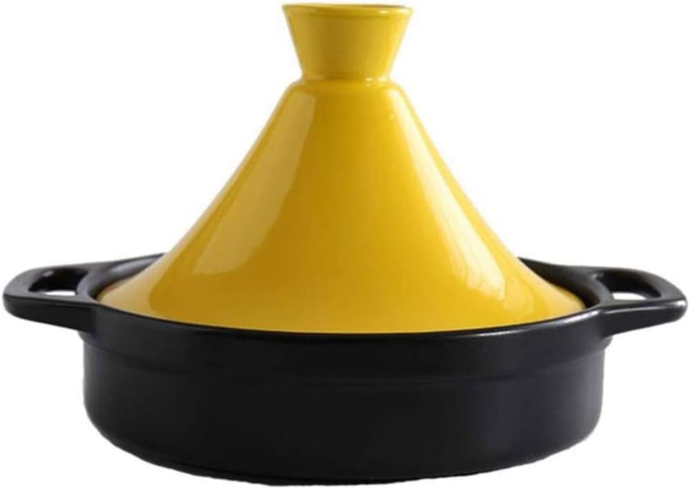 Yellow Cooking Pot, Kitchen Cooker for Different Cooking Styles, Oven and Dishwasher Safe with Lid Dual Loop Handles,Dutch Cookware Braiser Soup, Meat, Bread, Baking,1.5L