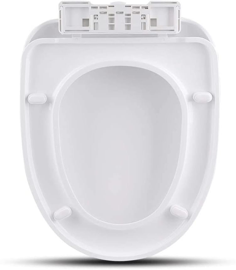 Toilet Lid- Faucet Round Front Slow Close White Seat with Non Slip Bumpers