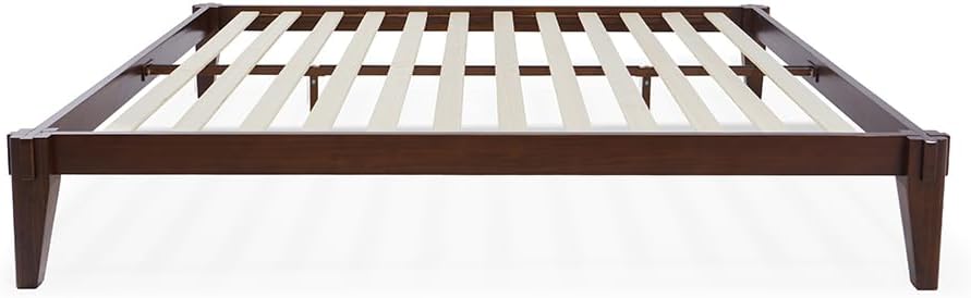 Bme Chalipa 14' King Bed Frame - Solid Wood Platform Bed - Japanese Joinery Bed Frame - Wood Slat Support - No Box Spring Needed - Easy Assembly - Minimalist & Modern Style, Walnut