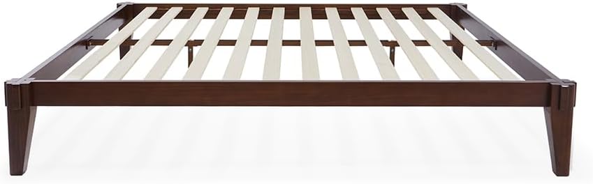 Bme Chalipa 14' Solid Wood Bed Frames - Wood Platform Bed Frame - Japanese Joinery Bed Frame - Wood Slat Support - Bed Without Box Spring - Easy Assembly - Minimalist & Modern Style, Walnut - Full