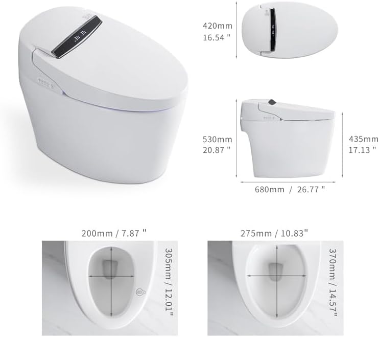 Modern Smart One-Piece 1.28 GPF Floor Mount Elongated Automatic Toilet & Bidet with Seat
